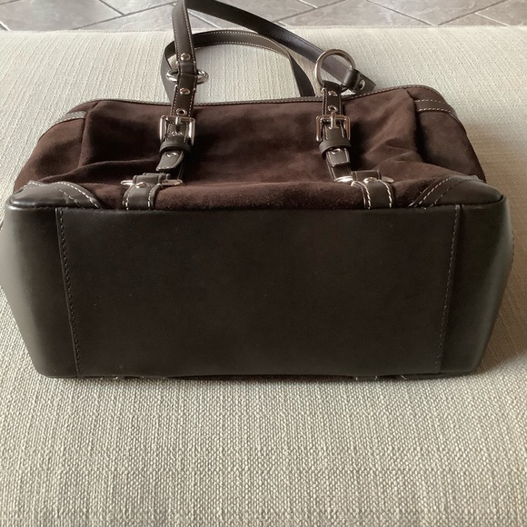 Beautiful Coach F12834 Dark Chocolate Suede Shopper Tote Shoulder Bag - Picture 7 of 11